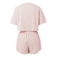 thumbnail image 5 of DHFJKG Womens Pajama Sets Striped Lightweight Sleepwear Short Sleeve Cropped Top Side Split Shorts 2 Piece Loungewear Cozy Nightwear, 5 of 9