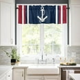 thumbnail image 2 of Nautical Valances, Nautical Anchor Red White Stripes Navy Blue Rod Pocket Cafe Valance Short Window Curtains Valances for Kitchen, Bedroom, Living Room, 1 Panel, 54''''X18'''', 2 of 5
