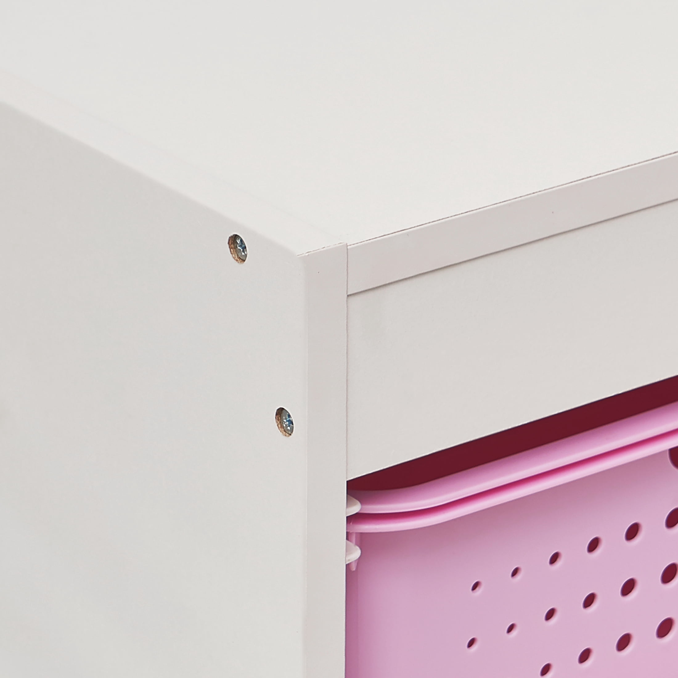 Your Zone Wooden Kids Horizontal Sliding Bin Organizer with 6 Storage Bins, Pink, Age 3+
