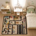 thumbnail image 3 of Rdsfhsp Transportation Road Map Velvet Area Rug, Cars Trucks Streets and Buildings Pattern Soft Carpet for Kids Room Playroom Bedroom Decor, 3 of 5