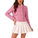 thumbnail image 1 of Chaqueta de cuello redondo INSPIRE CHIC para mujer, de tweed, de doble botonadura, de manga larga, casual, talla XL, color rosa, 1 of 5
