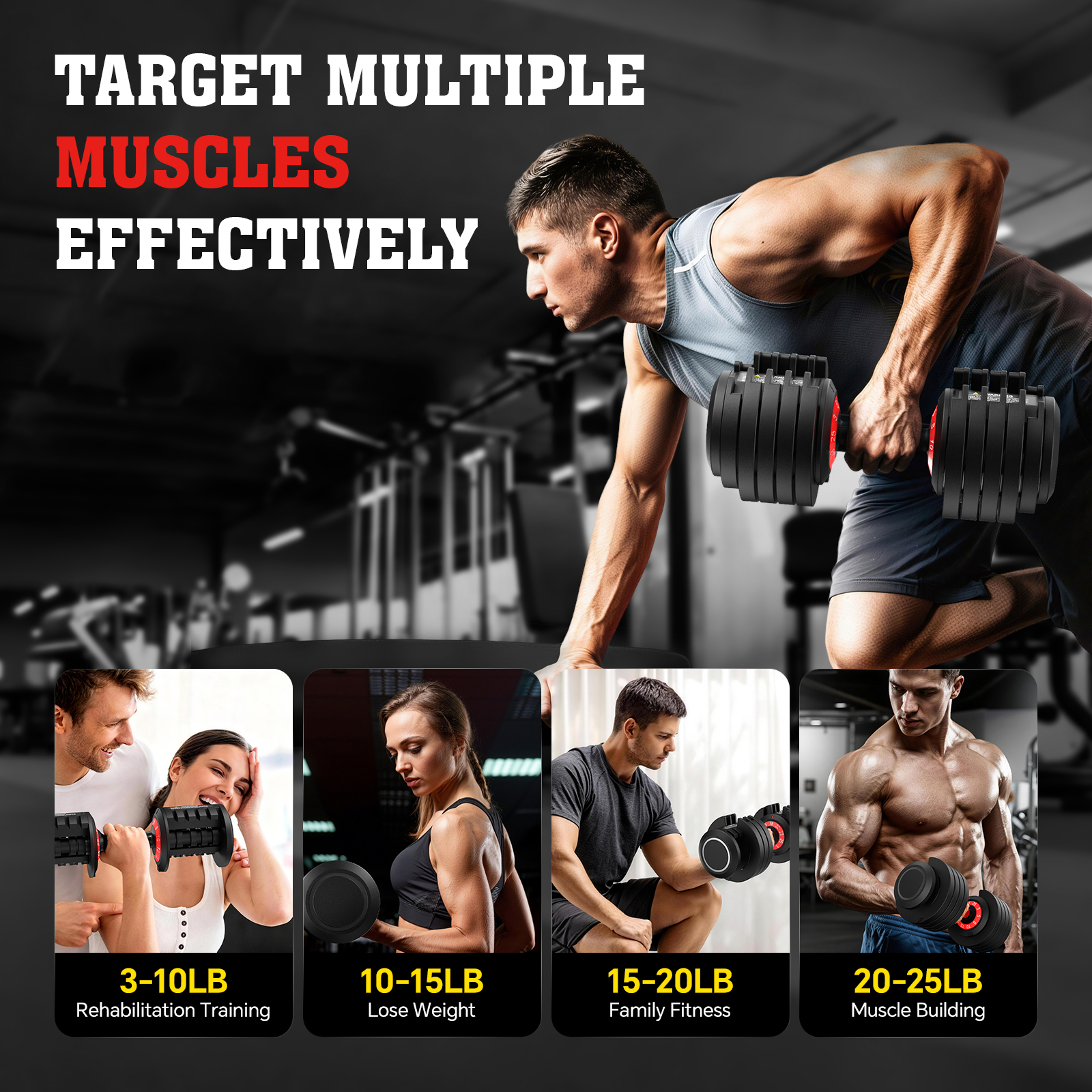 LNOW 25 Lb Adjustable Dumbbell Pair 10-in-1 photo 6