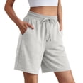 thumbnail image 2 of Resicozy Womens Athletic Sweat Shorts Soft Drawstring High Waisted Active Short Comfy Casual Plain Lounge Shorts with Pockets Light Gray 2XL, 2 of 7