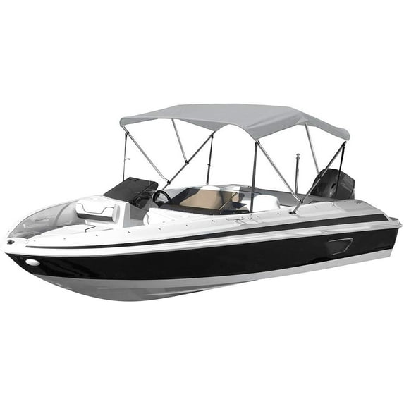 Summerset by Eevelle USA, SS-543B, Marine Grade 600D Outboard Watercraft 3-Bow Bimini Top Boat Vehicle Canvas Cover, 54" High Frame, 1” Aluminum Frame, Hardware, Straps and Storage Boot, Silver