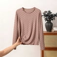 thumbnail image 4 of Ohufall Polka Dot Pajama Tops for Women Round Neck T-shirts Long Sleeve Loose Comfort Sleepwear Top, 4 of 4
