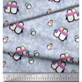 thumbnail image 2 of Soimoi polyester Crepe Fabric Snowman & Penguin Kids Fabric Prints By Yard 52 Inch Wide, 2 of 3