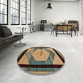 thumbnail image 4 of Ahgly Company Machine Washable Indoor Square Abstract Dark Brown Area Rugs, 5' Square, 4 of 7
