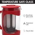 thumbnail image 3 of Primula Burke Deluxe Cold Brew Iced Coffee Maker, Comfort Grip Handle, Durable Glass Carafe, Removable Mesh Filter, Perfect 6 Cup Size, Dishwasher Safe, 1.6 Qt, Red, 3 of 10