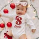 thumbnail image 1 of Body de bebé personalizado con inicial y nombre, ropa para fiesta de Navidad, ropa para recién nacidos, ropa para niños pequeños, regalos, 1 of 5