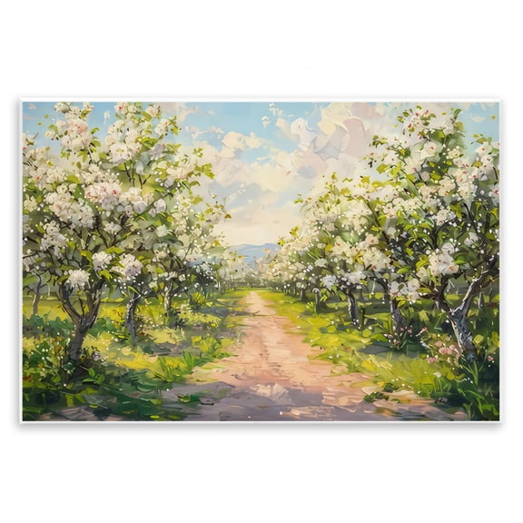 Stupell Industries Path Through Flowering Trees Landscape & Nature Painting Unframed Art Print Wall Art, 15 x 10