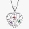 Personalized Planet Family Birthstone Sterling Silver Heart Pendant