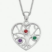 Personalized Planet Family Birthstone Sterling Silver Heart Pendant