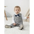 thumbnail image 4 of CARETOO Baby Boy Clothes 3-24M Toddler Formal Cotton Fabric Shirt Pants Bow Tie Waistcoat 4pcs Set, 4 of 8