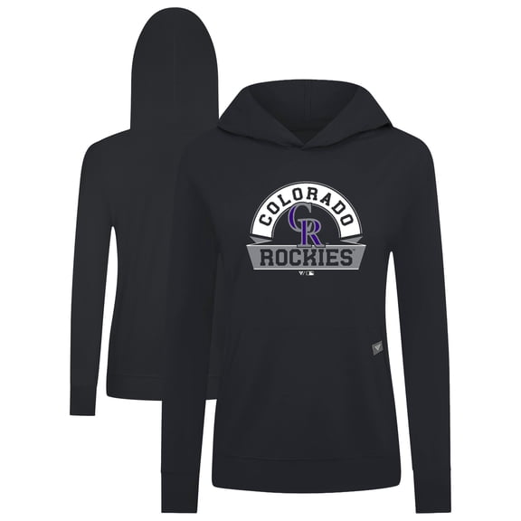 Women's Levelwear Black Colorado Rockies Relay Banner Arch Long Sleeve T-Shirt Hoodie