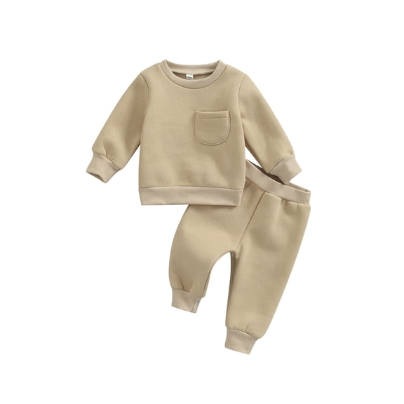 Bagilaanoe 2Pcs Newborn Baby Girl Boy Long Pants Set Long Sleeve Pullover Tops  Trousers 6M 12M 18M 24M Infant Warm Plus Velvet Thickening Clothes