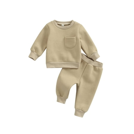 

AMILIEe Thick Warm Outfit for Baby Boy Long Sleeve Sweatshirt and Pants Set