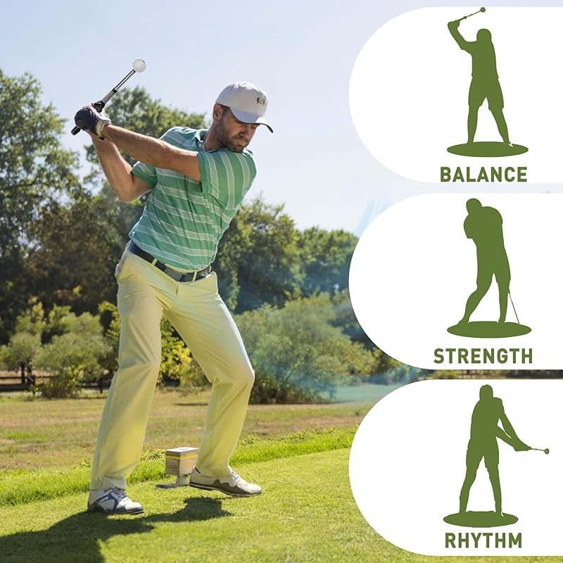 WAAYEE Retractable Golf Swing and Grip Trainer, Right-Handed, for Indoor Practice, Warm-Up, Tempo and Hitting Strength Training