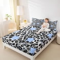 thumbnail image 4 of Feelyou Grey Leopard Print Bed Sheets, Retro Western Stars King Sheets, 4-Piece, 4 of 7