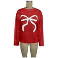 thumbnail image 7 of ZUKMRJPC Womens Christmas Sweater Casual Long Sleeve Crewneck Cute Bow Pullover Sweater Fall Winter Loose Warm Knitwear Holiday Outfits, 7 of 7