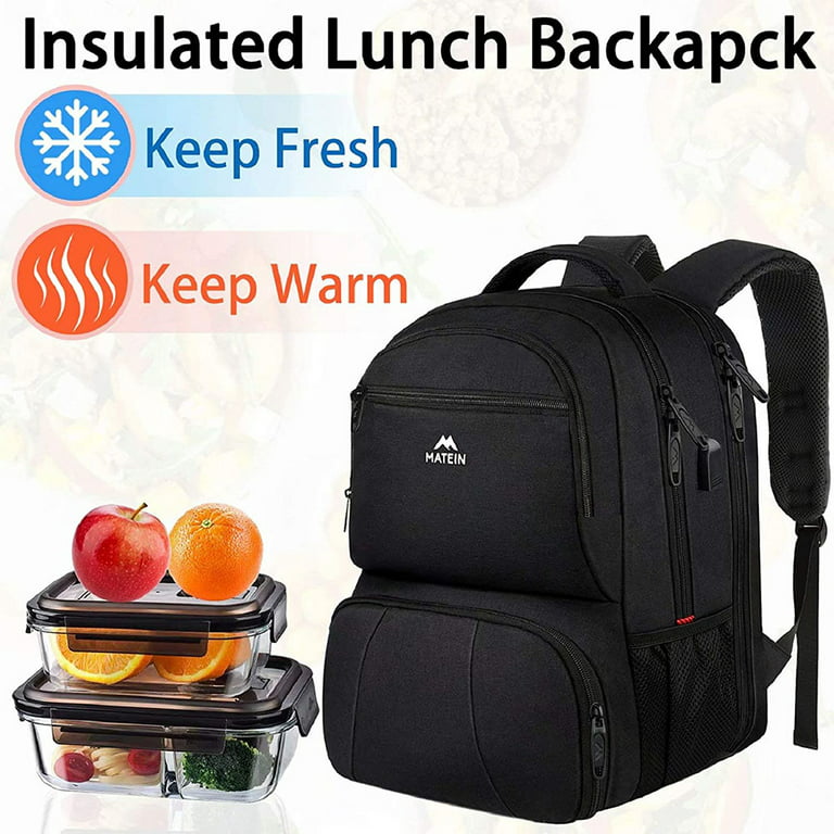 MATEIN Lunch Backpack, Insulated Cooler Backpack Lunch Box Laptop Backpack  with USB Port for Women Men, Water Resistant Leak Proof Lunch Bag Nurses