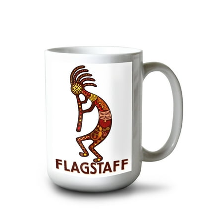 

15 fl oz Ceramic Mug Flagstaff Arizona Kokopelli Tribal Inspired Pattern Dishwasher & Microwave Safe