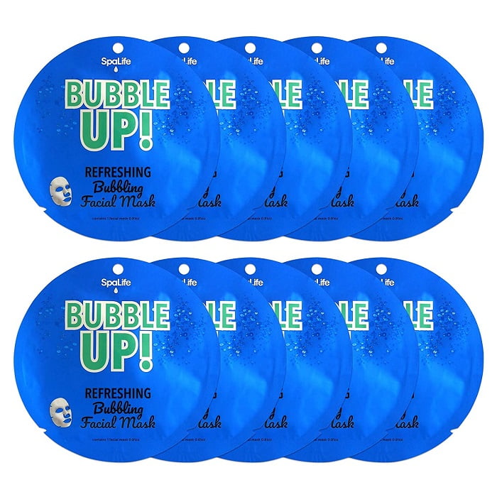 SpaLife Bubble Up Deluxe Refreshing Bubbling Facial Masks, 10 Pack