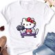 thumbnail image 3 of Camisetas divertidas con estampado de HelloKitty para mujer, camiseta de Anime Kuromis, Camisetas estampadas de algodón para mujer, camisetas informales de manga corta, ropa para mujer, 3 of 5