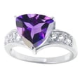 thumbnail image 2 of Sterling Silver Trillion Natural Amethyst and White Topaz Solitaire Ring, 2 of 4