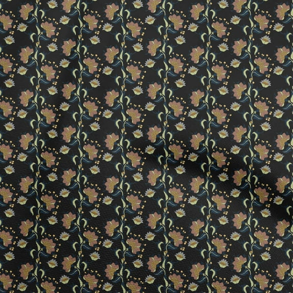 oneOone Cotton Cambric Black Fabric Leaves & Clover Quilting Supplies Print Sewing Fabric By The Yard 56 Inch Wide-DR