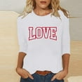 thumbnail image 1 of Ailaofu T-Shirts de la Saint-Valentin à Manches 3/4 Col Rond pour Femmes avec Imprimé Cœur Graphique, 1 of 5