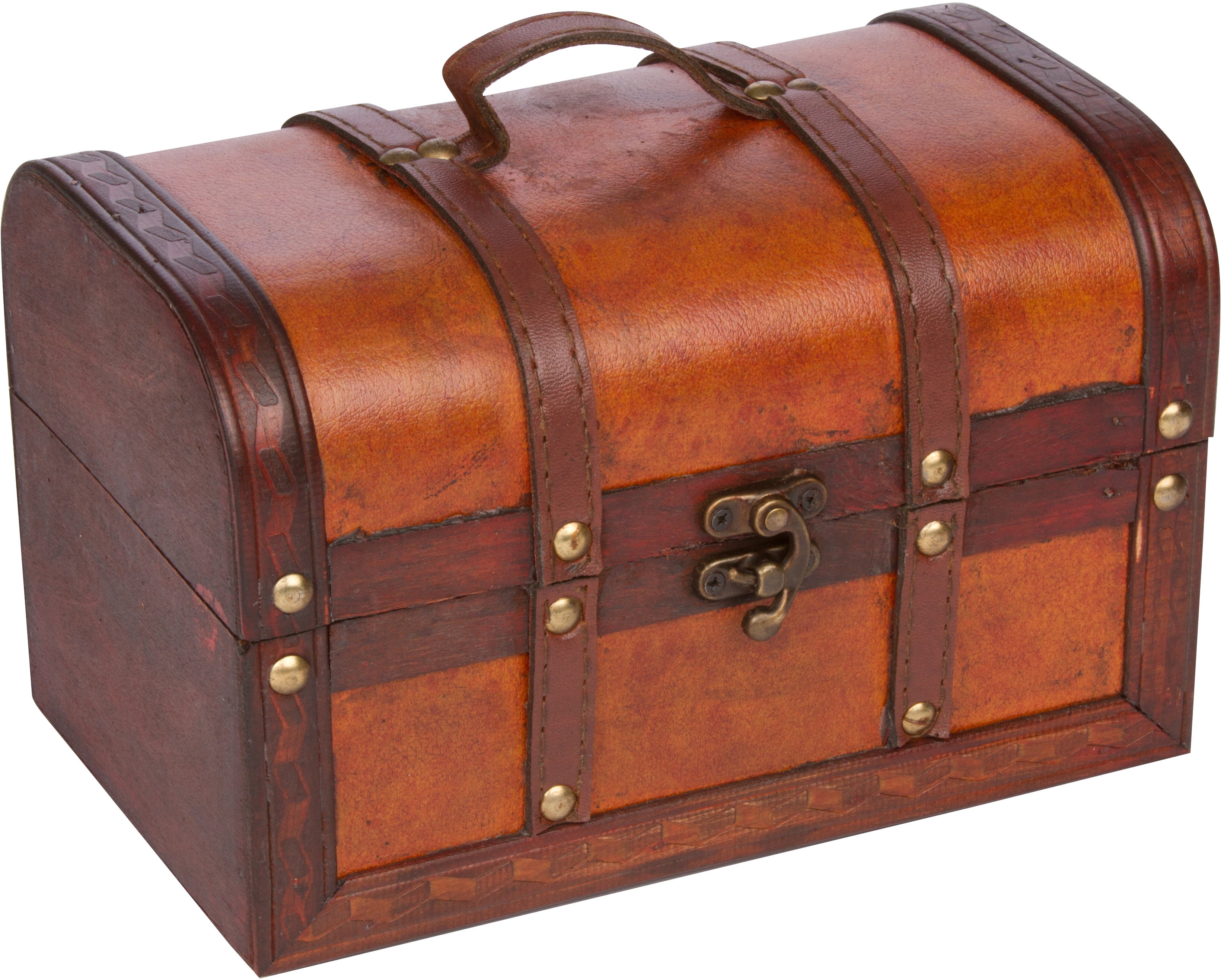 Small Wood and Leather Decorative Chest By Trademark ...