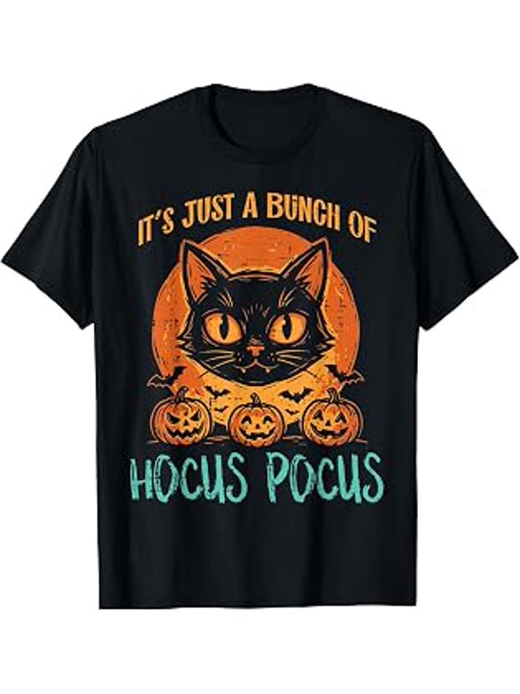 Halloween Cat, Bunch of Hocus Pocus, Spooky Costume, Funny Graphic, Short Sleeve T-Shirt
