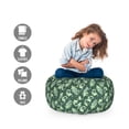 thumbnail image 2 of Leaves Storage Toy Bag Chair, Botanical Abstract Elements Garden Spring Style Plants Ornate Herbs, Stuffed Animal Organizer Washable Bag, Small Size, Jade Green and Seafoam, by Ambesonne, 2 of 3