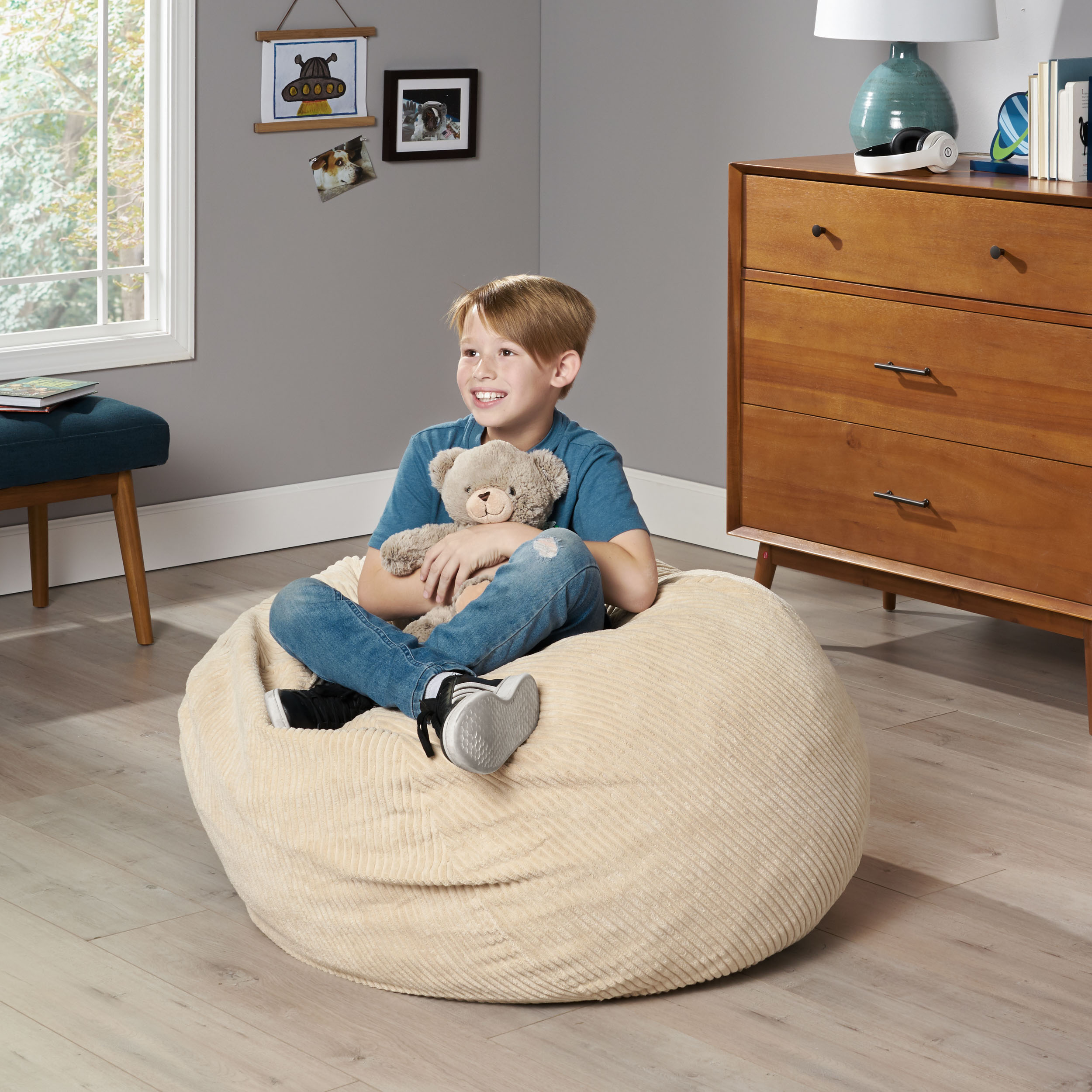 Noble House Adrian Bean Bag Chair, Ivory