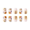thumbnail image 5 of Set de 24 uñas postizas cortas cuadradas, con puntas francesas de purpurina naranja, uñas acrílicas postizas de otoño con pegamento., 5 of 5