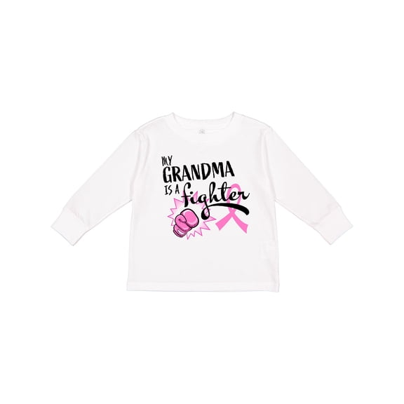 Inktastic My Grandma is a Fighter Breast Cancer Awareness Boys or Girls Long Sleeve Toddler T-Shirt