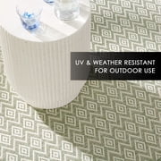 NICOLE MILLER NEW YORK Corin Small Diamonds Indoor Outdoor Area Rug, UV Fade Resistant, Low Pile, Seafoam/Cream, 7'10x10'2