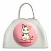 Kawaii Cute Cat Spilled Glass of Water White Metal Cowbell Cow Bell Instrument