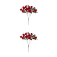 thumbnail image 3 of Inteprter Hojas de eucalipto artificiales Flores de rosas Ramo de flores falsas 2piezas Rojo, 3 of 6