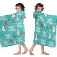 thumbnail image 4 of Turquoise Christmas Tree Pattern Hooded Bath Towel，60"x35" for Ages 3 To 12 Kids, Quick Dry Lightweight Soft Microfiber Hood Beach Towel Cover Up for Kids, 4 of 7