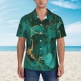 thumbnail image 2 of Susaid Green Gold Glitter Print Short Sleeve Shirts Button Down Casual Shirts Summer Beach Aloha Button Down Short Sleeve for Men ,Small, 2 of 7