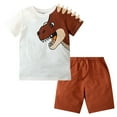 thumbnail image 2 of Toddler Boys Short Sleeve Cartoon Dinosaur Prints T Shirt Tops Shorts Child Kids Outfits Size 4-5T, 2 of 7