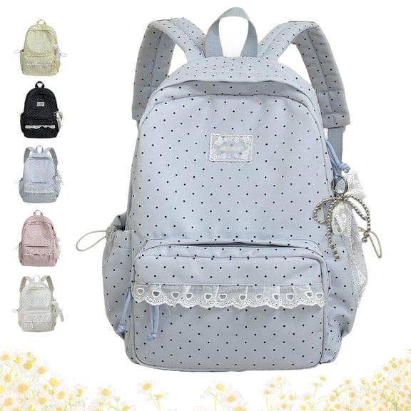 Polka Dot Backpack , Black Polka Dot Backpack for Women Cute Aesthetic Laptop Daypack