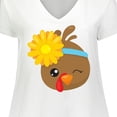thumbnail image 4 of Inktastic Cute Turkey, Brown Turkey, Turkey with Sunflower Women's Plus Size V-Neck T-Shirt, 4 of 5