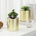 thumbnail image 3 of MyGift Set-of-2 Modern Cylindrical Brushed Brass Plated Pots, Cylindrical Metal Vase, 5 and 6 Inch, 3 of 7
