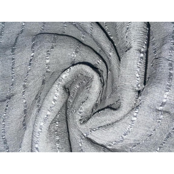Silk Chiffon grey with Satin stripes Fabric available in [grey/ ivory [only in 2 lengths 1 yard and 0.80 yards/ black/ green]