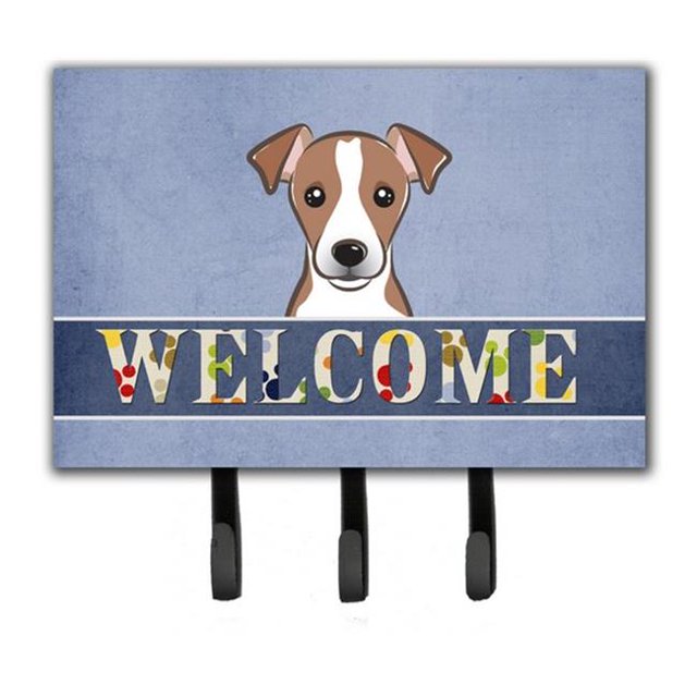 Jack Russell Terrier Welcome Leash & Key Holder