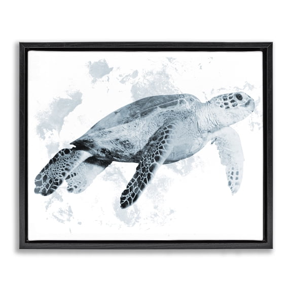 Stupell Industries Contemporary Weathered Sea Turtle Black Floating Frame Canvas Art, 21 x 17, by Marcus Prime