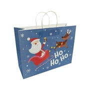 Holiday Time Christmas Gift Paper Bag, Blue Santa, XLarge, 16x6x12in