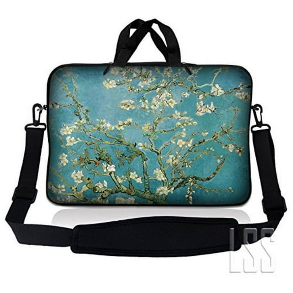 LSS 13.3 inch Laptop Sleeve Bag Compatible with Acer, Asus, Dell, HP, Sony, MacBook and More, Carrying Case w/ Handle & Adjustable Strap - Almond Trees